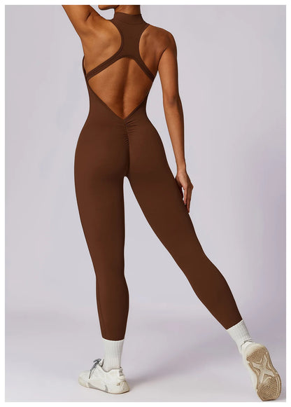 V Back One-piece Sports Jumpsuit