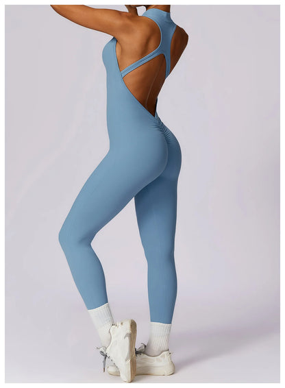 V Back One-piece Sports Jumpsuit