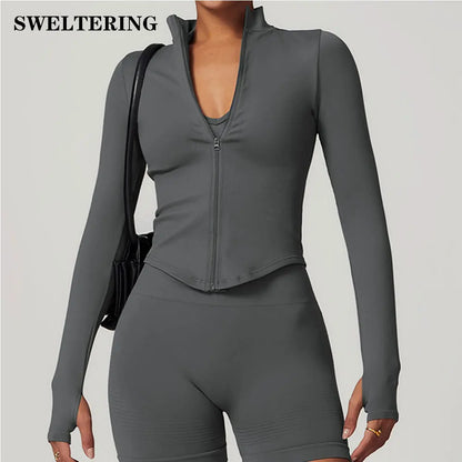 Womens Cropped zipper jacket