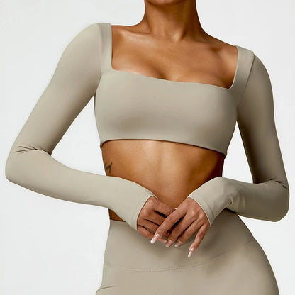Square Neck Sports Crop Top