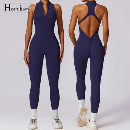 V Back One-piece Sports Jumpsuit