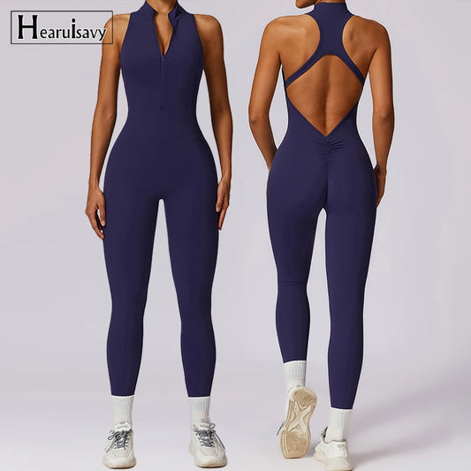 V Back One-piece Sports Jumpsuit