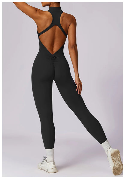 V Back One-piece Sports Jumpsuit