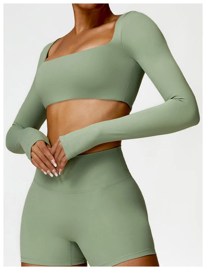 Square Neck Sports Crop Top