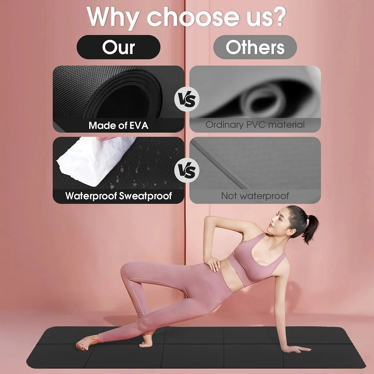 Yoga Mat Anti-skid Sports Fitness EVA Comfort Foam 4MM Thick